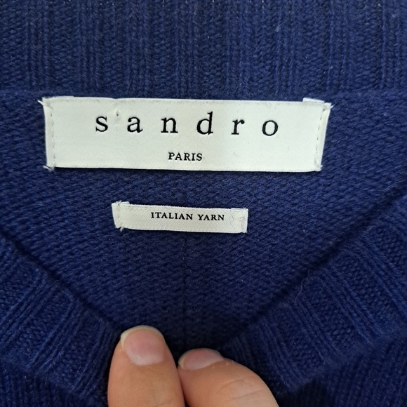 Sandro Italian wool and cashmere jumper small blue NWOT - Picture 3 of 6